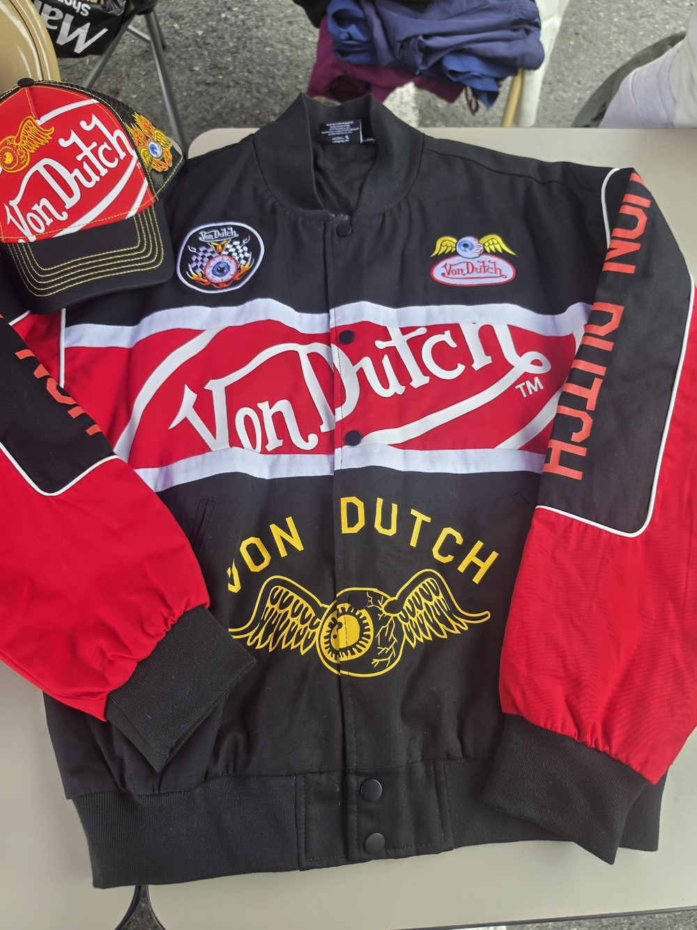 Von Dutch Black, Red & White Racing Bomber Jacket